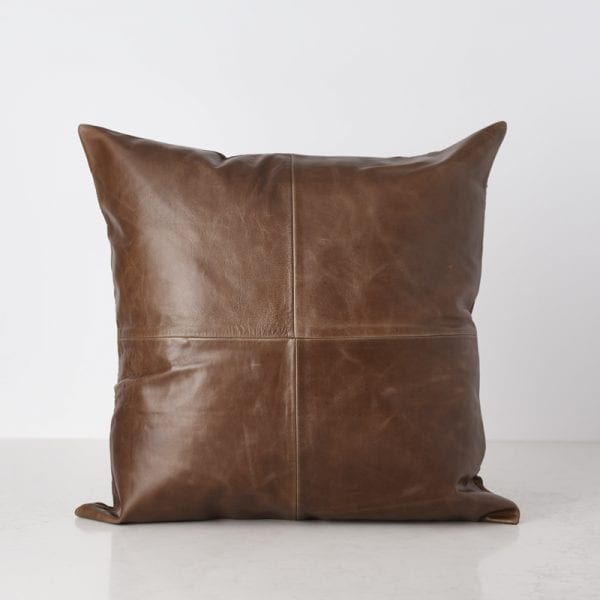 200522 Bates Design Product Shots0761 brown leath pillow